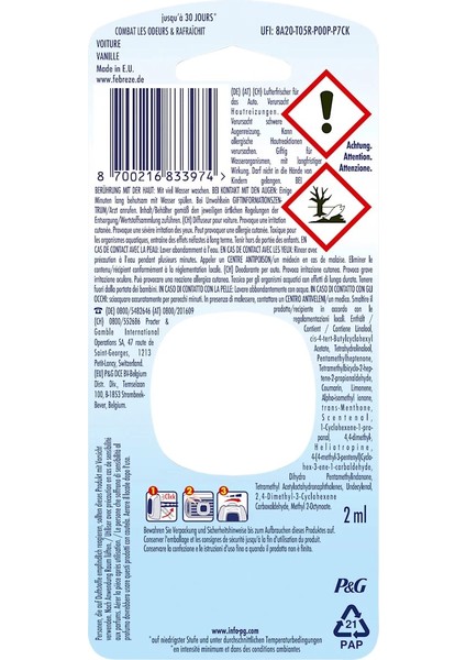 Araba Kokusu Vanille 2 ml – Vanilya Kokulu Araç Hava Ferahlatıcı Klips fiyatları