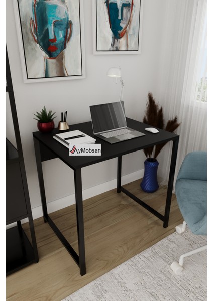 Selin Metal Ayaklı Çalışma Masası – Siyah Suntalam, Siyah Metal Ayak, Modern Ofis & Ev Masası