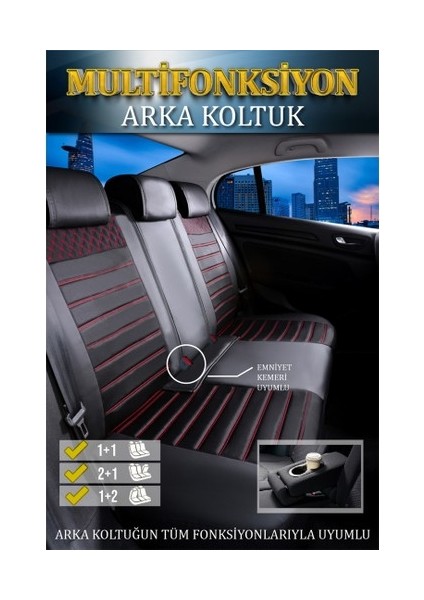 Aldysm Renault Fluence Lüx Deri Oto Koltuk Kılıfı Ön Arka Takım Elit Serisi Siyah Kırmızı fiyatları