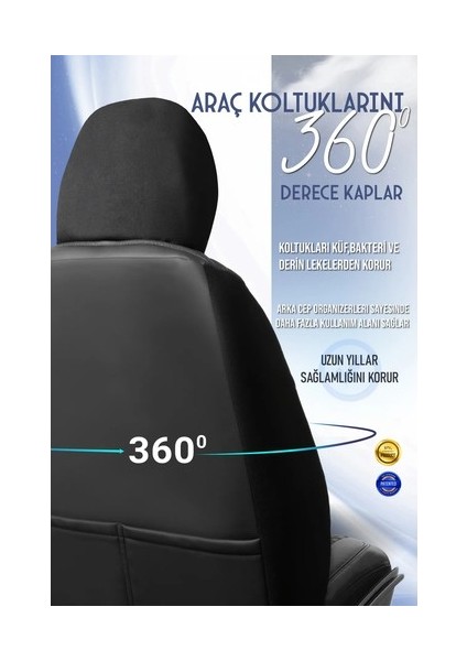 Aldysm Renault Fluence Lüx Full Deri Oto Koltuk Kılıfı Ön Arka Takım (Exclusive) Siyah indirimleri