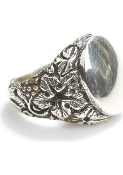 925 Ayar Gümüş Oval Kaşlı Işleme Kollu Erkek Yüzük modelleri