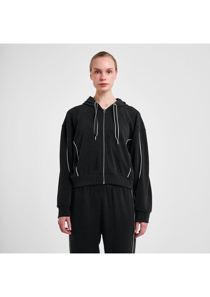 25N-2113 Fermuarlı Kapşonlu Üst