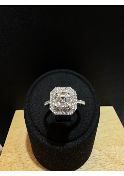 Ithal Iki Sıralı Kare Baget Taşlı Kadın Gümüş Yüzük