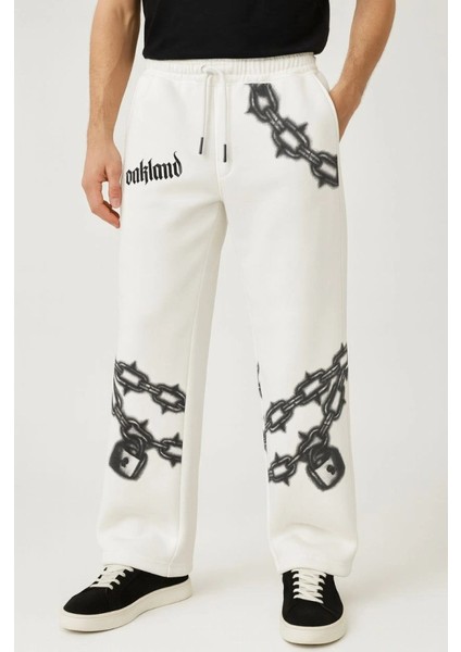 Mdb Erkek Üç Iplik Pamuklu Baskılı Cepli Jogger Buggy Pantalon Oversize Kalıp Beyaz fiyatları