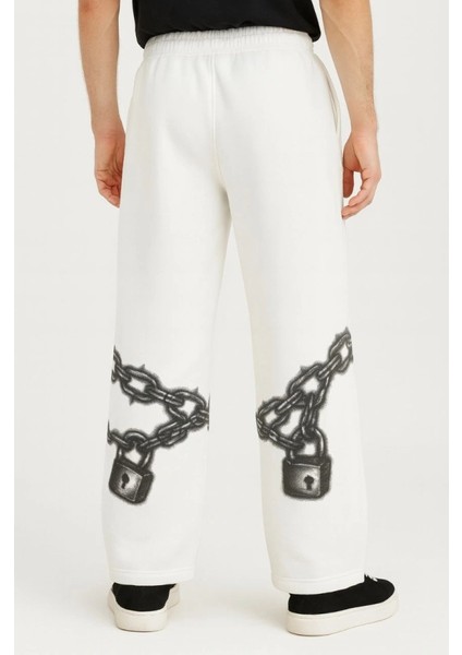 Mdb Erkek Üç Iplik Pamuklu Baskılı Cepli Jogger Buggy Pantalon Oversize Kalıp Beyaz modelleri