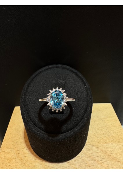 Ithal Mavi Oval Taşlı Kadın Gümüş Yüzük fiyatları