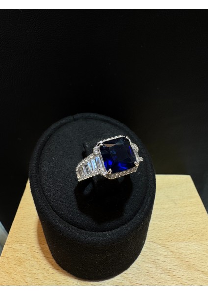 Ithal Safir Renk Baget Kadın Gümüş Yüzük modelleri