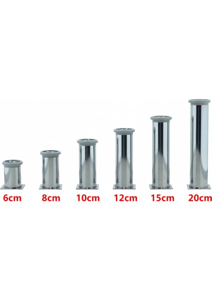6 Farklı Ölçüde Metal Ayarlanabilir Tablalı Mobilya Ayağı (6CM,8CM,10CM,12CM,15CM,20CM)