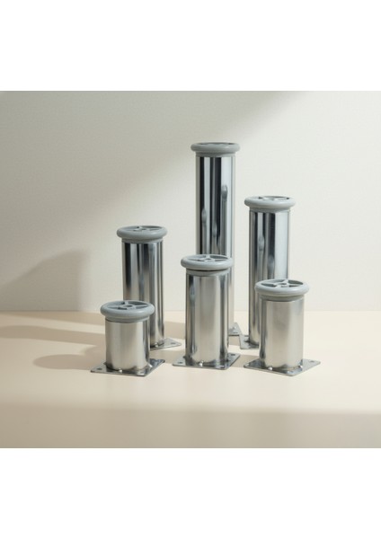 6 Farklı Ölçüde Metal Ayarlanabilir Tablalı Mobilya Ayağı (6CM,8CM,10CM,12CM,15CM,20CM) fiyatları