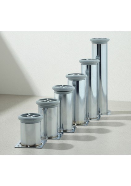 6 Farklı Ölçüde Metal Ayarlanabilir Tablalı Mobilya Ayağı (6CM,8CM,10CM,12CM,15CM,20CM) modelleri