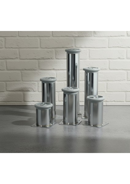 6 Farklı Ölçüde Metal Ayarlanabilir Tablalı Mobilya Ayağı (6CM,8CM,10CM,12CM,15CM,20CM)