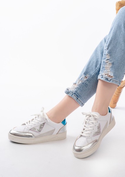Zrin-01 Premium Beyaz Garni Bağcıklı Kadın Sneaker fiyatları