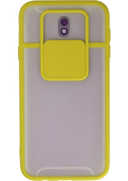 J7 / J730 Kılıf Palm Buzlu Kamera Sürgülü Silikon - Sarı