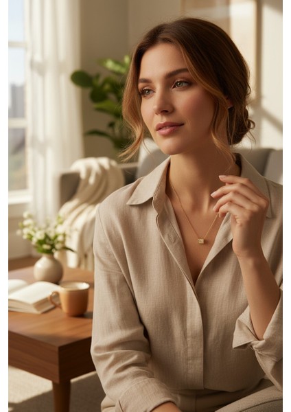 Kalpli Zirkon Taşlı Küp 14 Ayar Altın Kolye modelleri