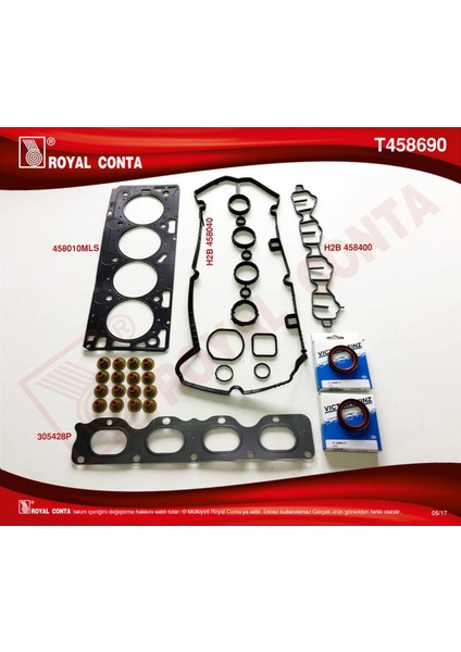 Mtxdpn Üst Takim Conta Reinz Keçeli Subap Lastikli Astra H-J-Insignia 1.6 16V 116HP A16XER-Z16XER