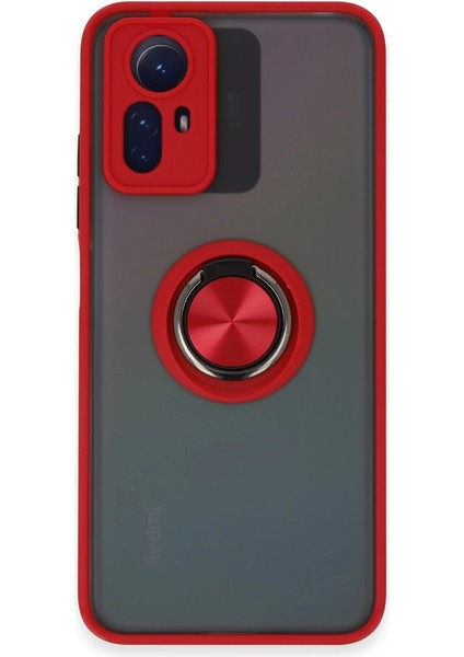 Note 12S Kılıf Montreal Yüzüklü Silikon Kapak - Kırmızı