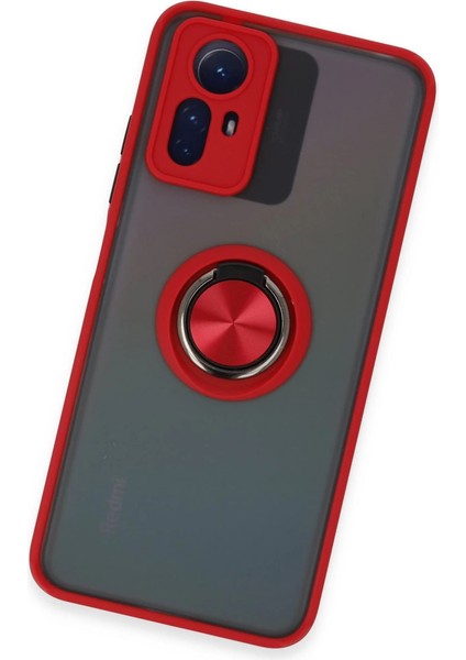 Note 12S Kılıf Montreal Yüzüklü Silikon Kapak - Kırmızı modelleri