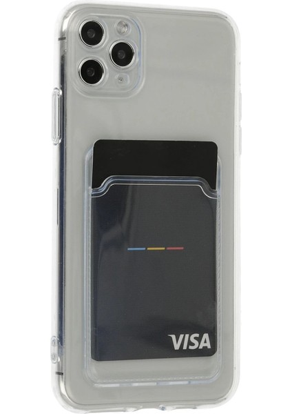 Iphone 11 Kılıf Kart Şeffaf Silikon - Şeffaf