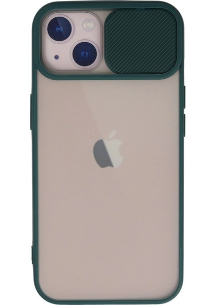Iphone 13 Kılıf Palm Buzlu Kamera Sürgülü Silikon - Yeşil