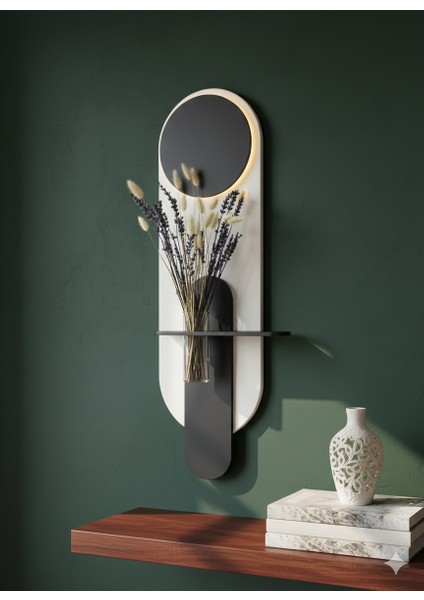 Begonvil Ahşap Pilli Ledli Iskandinav Tarzı Salon Duvar Rafı Modern Çiçeklik 26 x 90 cm