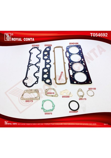 Mtxdpn T054692N Üst Takim Conta Tipo-Uno 1.4 146 C1.000-C5.000 160 A.1000 Keçe ve Subap Lastiği Yok