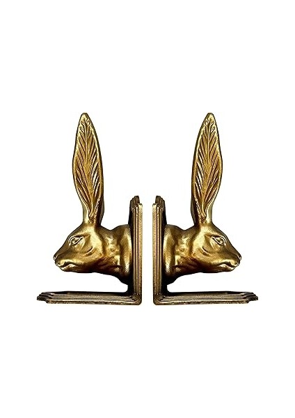 Fox Run Tavşan Dekoratif Kitap SETI,%100 Demir, 4.7" x 4" x 8.6" Ağır Kitap Ayracı