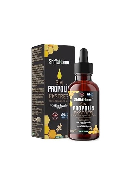 Shiffa Sıvı Propolis Ekstresi 20 ml –%100 Doğal, Katkısız, Yüksek Etken Maddeli, Şekersiz ve K