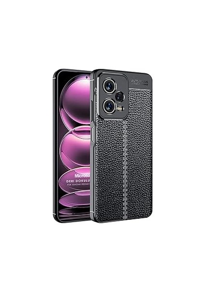 Microsonic Note 12 Için Kılıf Deri Dokulu Silikon Siyah [redmi Note 12 ile Uyumlu Kılı