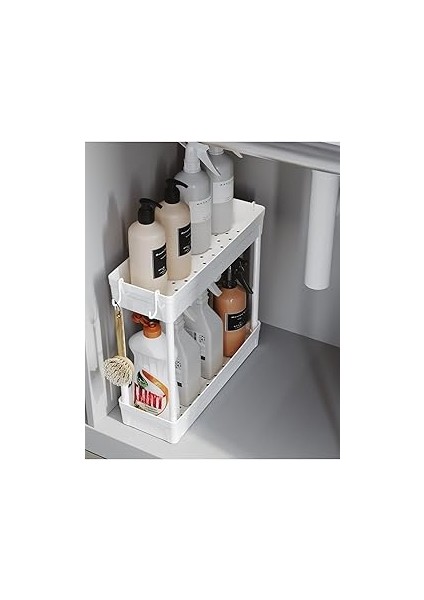 Ata Rafata Çok Amaçlı 2 Katlı Evye Altı Düzenleyicisi Askılı Banyo Düzenleyici Dolap Içi Organ