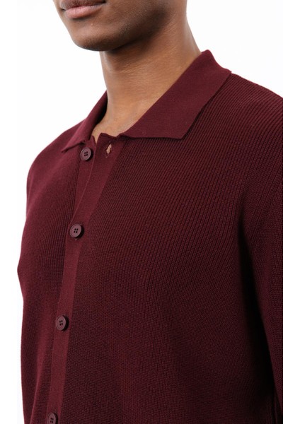 Bordo Ince Örgü Triko Erkek Hırka modelleri
