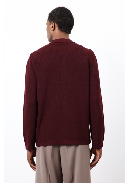 Bordo Ince Örgü Triko Erkek Hırka fırsatları