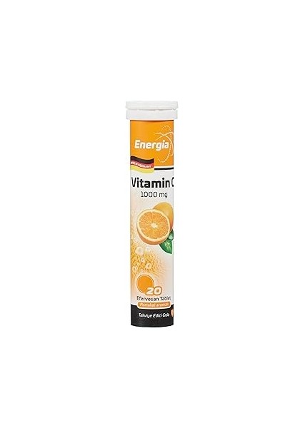 Energia Vitamin C 1000MG 20 Effervescent Tablet ve Takviye Edici Gıda C Vitamini