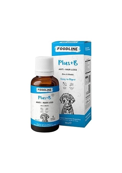Foodline Köpekler Için +B Damla 50 Ml, Tüy Sağlığını Destekleyici Biotinli Multivitamin