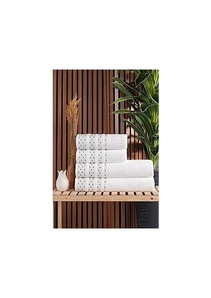 Güvenal Lisa 4'lü Banyo Havlu Takımı Havlu Havlu Havlu Seti I Çeyiz Havlusu 855212135, Beyaz, 70 x