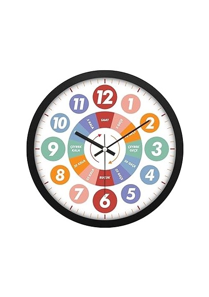 Emores Öğretici Çocuklar Için Eğitici Duvar Saati 30 cm Akar Saniye Seesiz Mekanizma