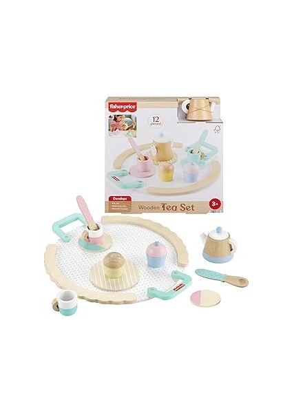 Fisher-Price Ahşap Çay Seti Okul Öncesi Çağdaki Çocuklar Için 12 Ahşap Parçadan Oluşan Fisher-Price