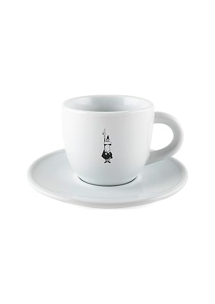 - Moka Kahve Fincanı ve Tabağı - 80ML - Ikonik Bıyıklı Adam Desenli - Porselen