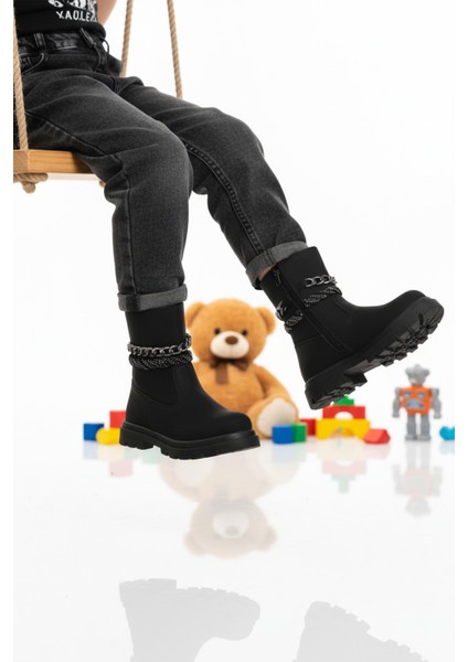 Siyah Içi Polarlı Kaymaz Kız Çocuk Çizme Duru F