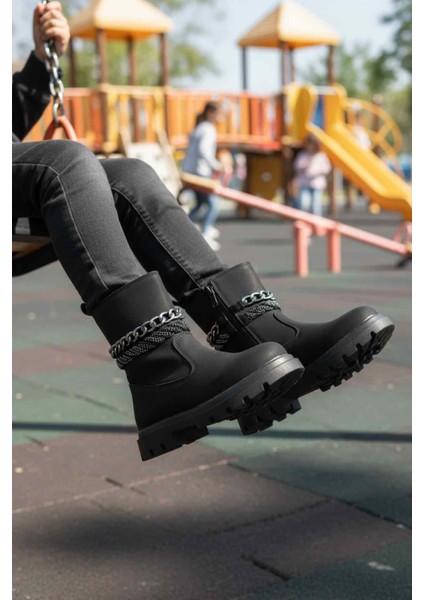 Siyah Içi Polarlı Kaymaz Kız Çocuk Çizme Duru F modelleri