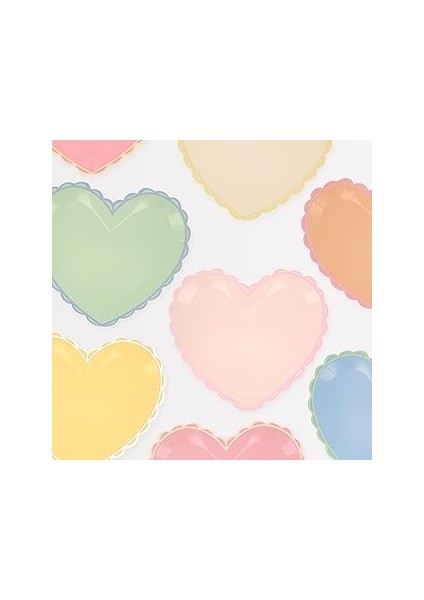 Meri Meri - Pastel Ton Kalp Tabaklar (L) (8'li)