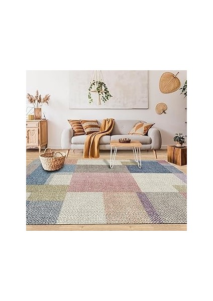 Latte Dizayn Anika Desenli Pamuk Tabanlı Yıkanabilen Kaydırmaz Antibakteriyel Salon Halısı (80X200)