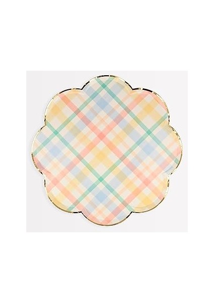 Meri Meri - Spring Plaid Dinner Plates - Bahar Yeri Tabaklar - L - 8'li