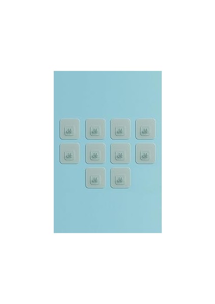 Sas Haus 10 Adet 7X7CM Yedek Süper Güçlü Yapışkanlı Askı, 20KG Banyo - Mutfak Raf Tutucu Sticker, D