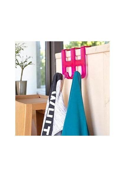 Arsimo H Şekilli Kapı Arkası Askı, 3 Kancalı Askı, 8x8.5 Cm, Karışık Renkler