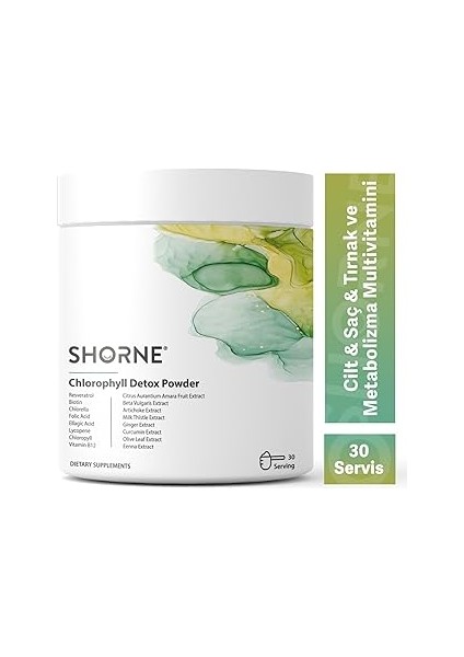 Shorne Chlorophyll Detox Powder (Sodyum Bakır Klorofilin Resveratrol ve Deve Dikeni Içeren Takviye