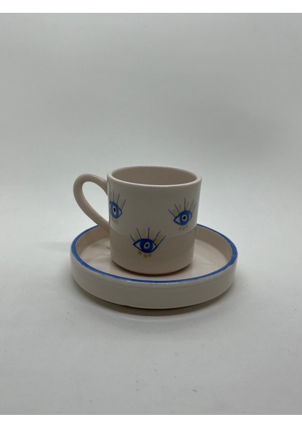 Nazar Göz Desenli Gold Işlemeli El Yapımı Seramik 2'li Türk Kahvesi Fincan Takımı fiyatları