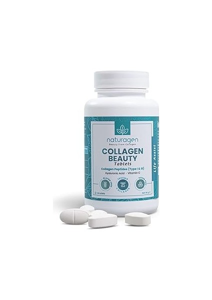 Naturagen Collagen Hidrolize (Kolajen) Type (Tip) 1-3 Hyaluronic Acid Vitamin C -Beauty 60 Tablet