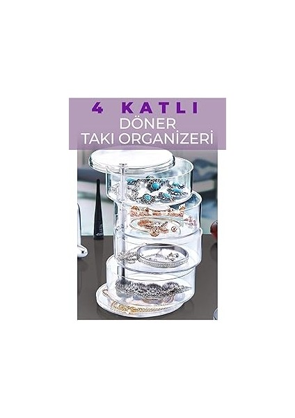 Pd-Home 4 Katlı Döner Takı Organizeri