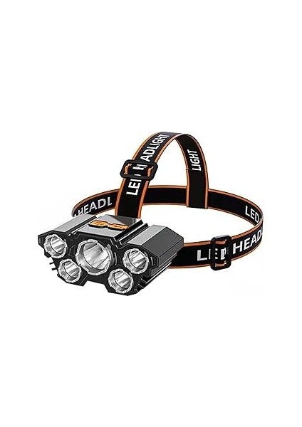 Streak 4 Modlu Kafa Lambası USB Şarj Edilebilir Feneri Dahili Pilli Su Geçirmez