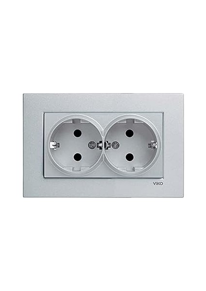 Viko Novella Gümüş Ikili Toprakli Priz Çarpma Karşıtı Çocuk Korumalı